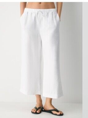 Aritzia Lodge Pant In White  CruiseLinen, Wide Leg Cropped - NWT